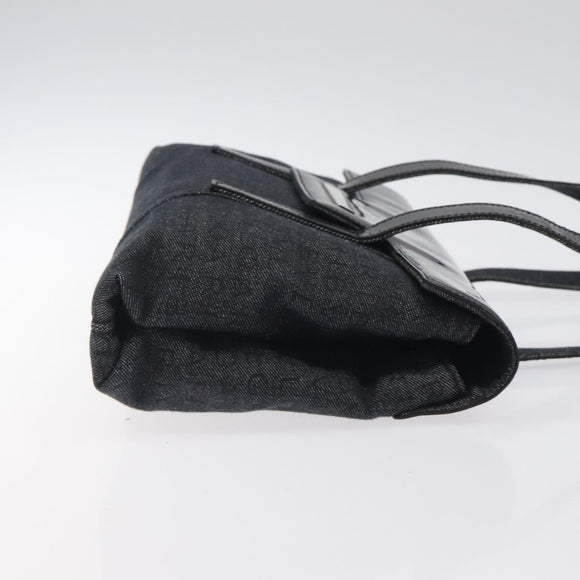 BVLGARI Logo Mania Shoulder Bag Canvas Black Silver Auth hk2594