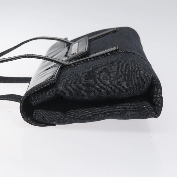 BVLGARI Logo Mania Shoulder Bag Canvas Black Silver Auth hk2594