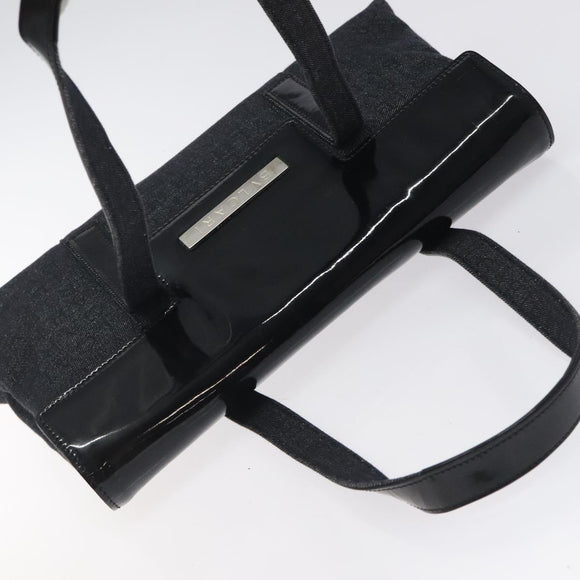 BVLGARI Logo Mania Shoulder Bag Canvas Black Silver Auth hk2594