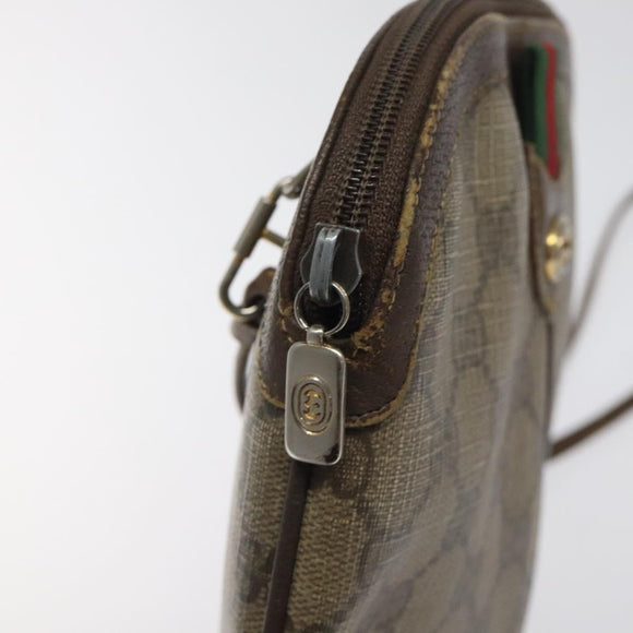 GUCCI GG Supreme Web Sherry Line Shoulder Bag PVC Beige 904 02 047 Auth hk2601