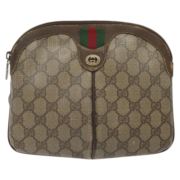GUCCI GG Supreme Web Sherry Line Shoulder Bag PVC Beige 904 02 047 Auth hk2601