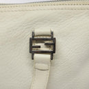 FENDI Hand Bag Leather White Silver Auth hk2612-10