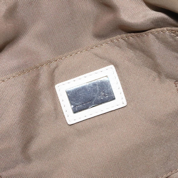 FENDI Hand Bag Leather White Silver Auth hk2612