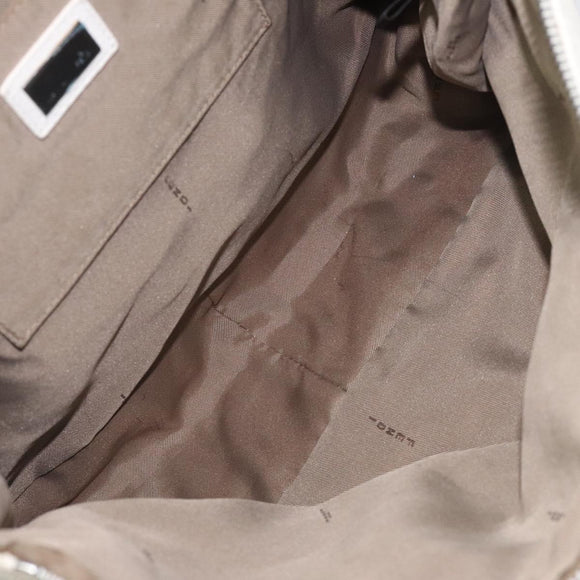 FENDI Hand Bag Leather White Silver Auth hk2612