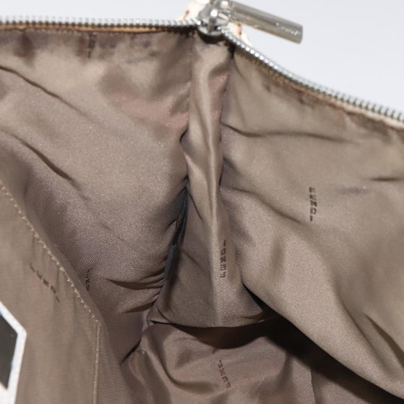 FENDI Hand Bag Leather White Silver Auth hk2612