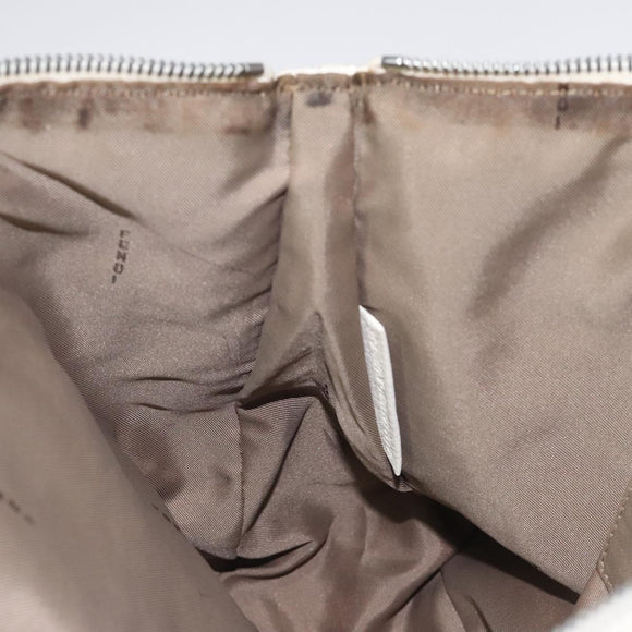 FENDI Hand Bag Leather White Silver Auth hk2612