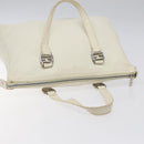 FENDI Hand Bag Leather White Silver Auth hk2612-6