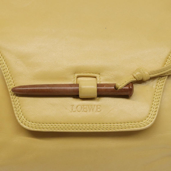 LOEWE Shoulder Bag Leather Yellow Auth hk2620