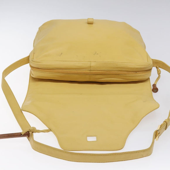 LOEWE Shoulder Bag Leather Yellow Auth hk2620