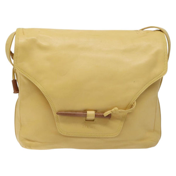LOEWE Shoulder Bag Leather Yellow Auth hk2620
