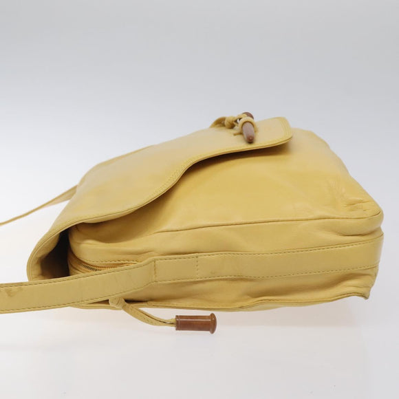 LOEWE Shoulder Bag Leather Yellow Auth hk2620