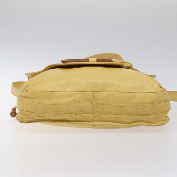 LOEWE Shoulder Bag Leather Yellow Auth hk2620