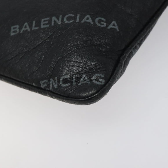 BALENCIAGA Clutch Bag Leather Black 506794 Auth hk2621