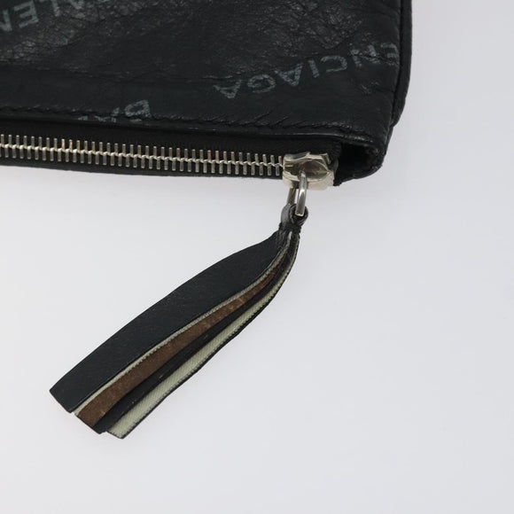 BALENCIAGA Clutch Bag Leather Black 506794 Auth hk2621