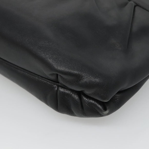 CELINE Shoulder Bag Leather Black Gold Auth hk2624