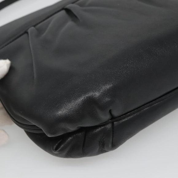 CELINE Shoulder Bag Leather Black Gold Auth hk2624