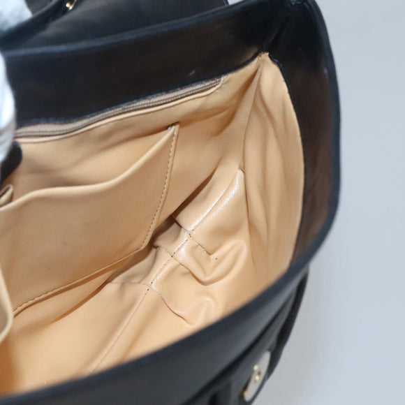 CELINE Shoulder Bag Leather Black Gold Auth hk2624