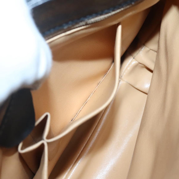 CELINE Shoulder Bag Leather Black Gold Auth hk2624