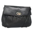 CELINE Shoulder Bag Leather Black Gold Auth hk2624-1