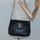 CELINE Shoulder Bag Leather Black Gold Auth hk2624-22