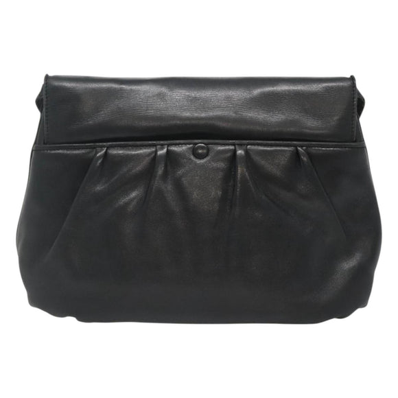 CELINE Shoulder Bag Leather Black Gold Auth hk2624