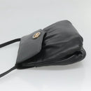 CELINE Shoulder Bag Leather Black Gold Auth hk2624-4
