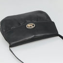 CELINE Shoulder Bag Leather Black Gold Auth hk2624-6