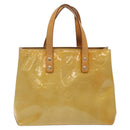 LOUIS VUITTON Monogram Vernis Reade PM Hand Bag Beige M91334 LV Auth hk2627-2