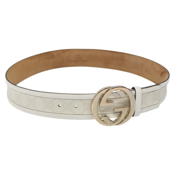 GUCCI Interlocking GG Supreme Belt PVC 35.4"" White 142930 Auth hk2653