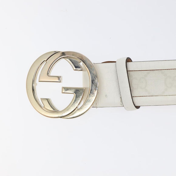 GUCCI Interlocking GG Supreme Belt PVC 35.4"" White 142930 Auth hk2653