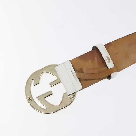 GUCCI Interlocking GG Supreme Belt PVC 35.4"" White 142930 Auth hk2653