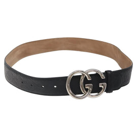 GUCCI GG Canvas Guccissima Belt Leather 37.8"" Black 259982 Auth hk2654
