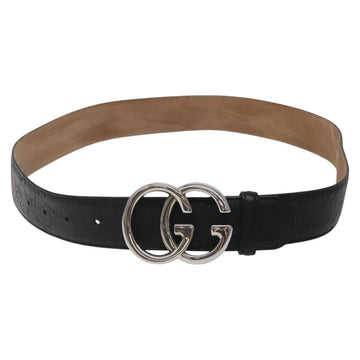 GUCCI GG Canvas Guccissima Belt Leather 37.8"" Black 259982 Auth hk2654 - 0