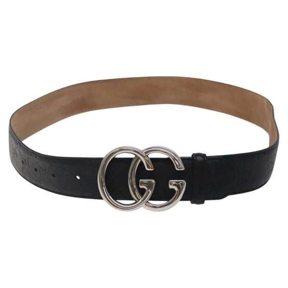 GUCCI GG Canvas Guccissima Belt Leather 37.8"" Black 259982 Auth hk2654