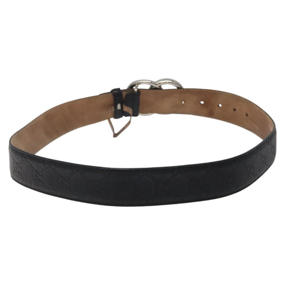 GUCCI GG Canvas Guccissima Belt Leather 37.8"" Black 259982 Auth hk2654
