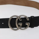 GUCCI GG Canvas Guccissima Belt Leather 37.8"" Black 259982 Auth hk2654-6
