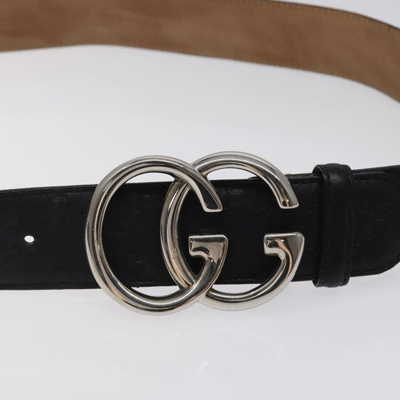 GUCCI GG Canvas Guccissima Belt Leather 37.8"" Black 259982 Auth hk2654