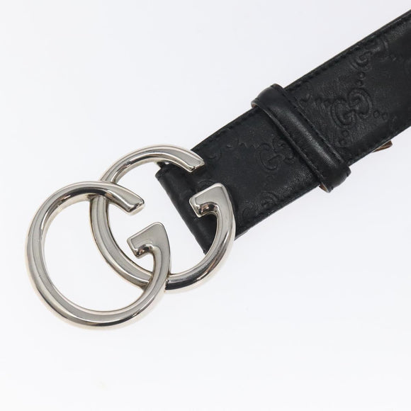 GUCCI GG Canvas Guccissima Belt Leather 37.8"" Black 259982 Auth hk2654