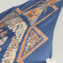 HERMES Pleated Carre 90 Scarf ""Rocaille"" Silk Blue Auth hk2657-10