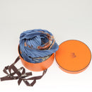 HERMES Pleated Carre 90 Scarf ""Rocaille"" Silk Blue Auth hk2657-12