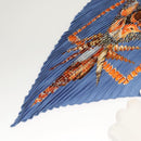 HERMES Pleated Carre 90 Scarf ""Rocaille"" Silk Blue Auth hk2657-2