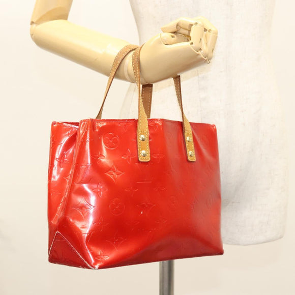 LOUIS VUITTON Monogram Vernis Reade PM Hand Bag Red Rouge M91088 LV Auth hk2659