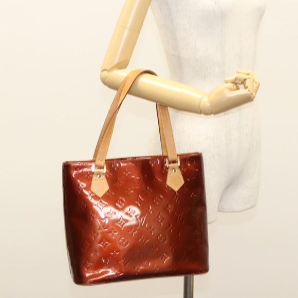 LOUIS VUITTON Monogram Vernis Houston Hand Bag Bronze M91122 LV Auth hk2663