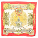 HERMES Carre 90 Scarf ""SANSSOUCY"" Silk Red Auth hk2695-1