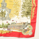 HERMES Carre 90 Scarf ""SANSSOUCY"" Silk Red Auth hk2695-10