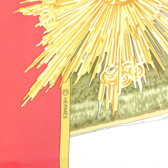 HERMES Carre 90 Scarf ""SANSSOUCY"" Silk Red Auth hk2695