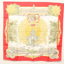 HERMES Carre 90 Scarf ""SANSSOUCY"" Silk Red Auth hk2695-11