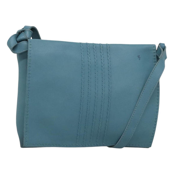 HERMES Shoulder Bag Leather Blue Auth hk2696