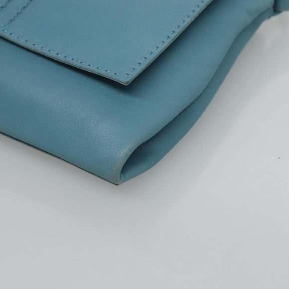 HERMES Shoulder Bag Leather Blue Auth hk2696