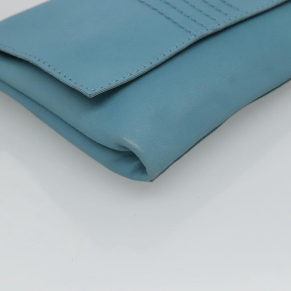 HERMES Shoulder Bag Leather Blue Auth hk2696